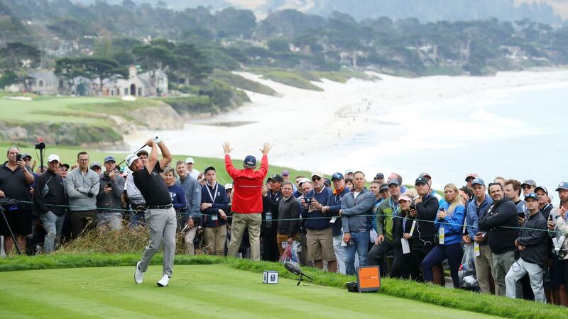 Graeme McDowell drives from the 14th tee during the first round of the US Open at Pebble Beach in  California. Photograph: Warren Little/Getty Images
