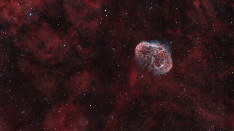 Crescent Nebula and Soap Bubble Nebula by John Walsh, shortlisted in Out of the World – Deep Sky. 'The floating space brain, aka the Crescent Nebula ... 17.5 hours captured over five nights. I have always been intrigued by this weird object and have dreamed of imaging it since I started the hobby last year,' says John. It is the result of a stellar explosion that occurred more than 250,000 years ago