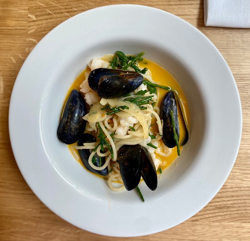 Linguine with seafood and spiced butter at Waterman restaurant in Belfast