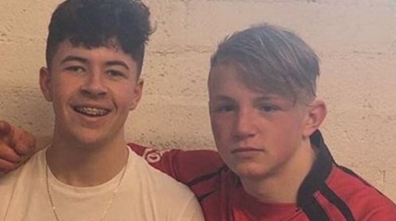Shay Moloney (left) and Jack Kenneally who drowned on Friday.  Photograph from Ennis Rugby Club via Twitter