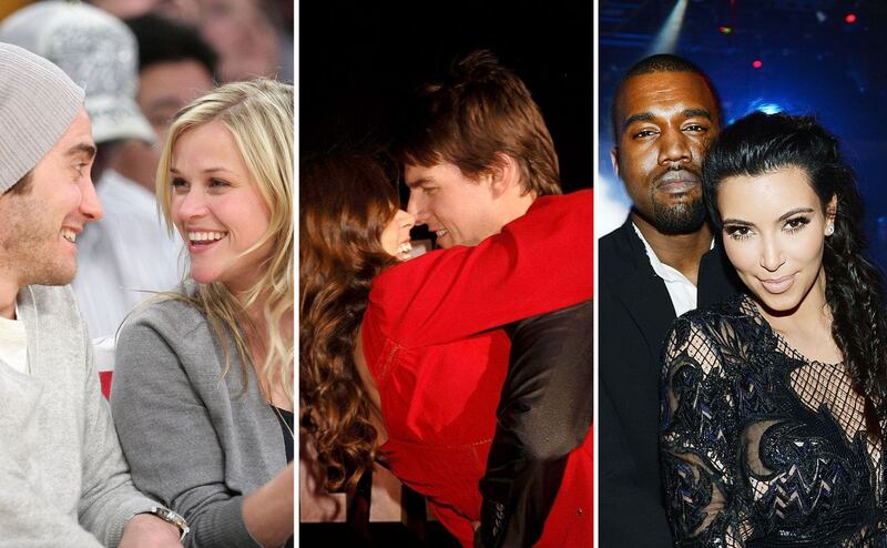 Celebrity fusions: Gyllenspoon, Tomkat and Kimye. Composite: Noel Vasquez/Getty, Carlos Alvarez/Getty and Denise Truscello/WireImage