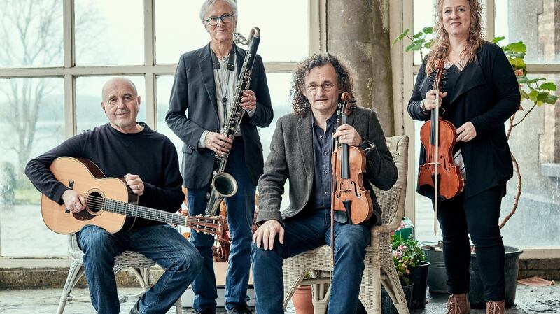 The Martin Hayes Quartet: a highly resonant coming together of Hayes, Dennis Cahill, Doug Wieselman on bass clarinet and Liz Knowles on fiddle. Photograph: Maurice Gunning