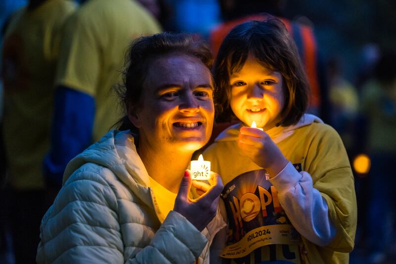 Una Duffy and Aoife McCarthy from Monaghan at Darkness Into Light 2024 at University College Cork. Photograph: Laszlo Geczo/Inpho