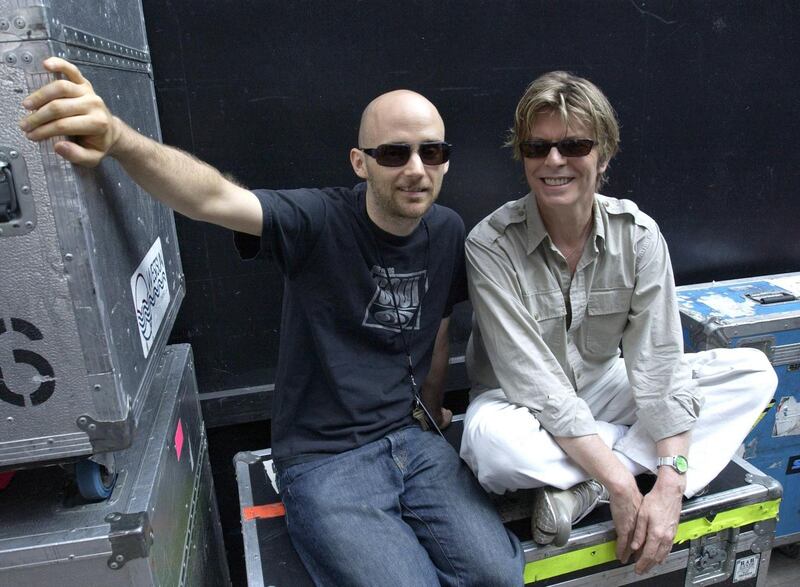 Moby and David Bowie: neighbours. Photograph: Kevin Mazur/WireImage/Getty