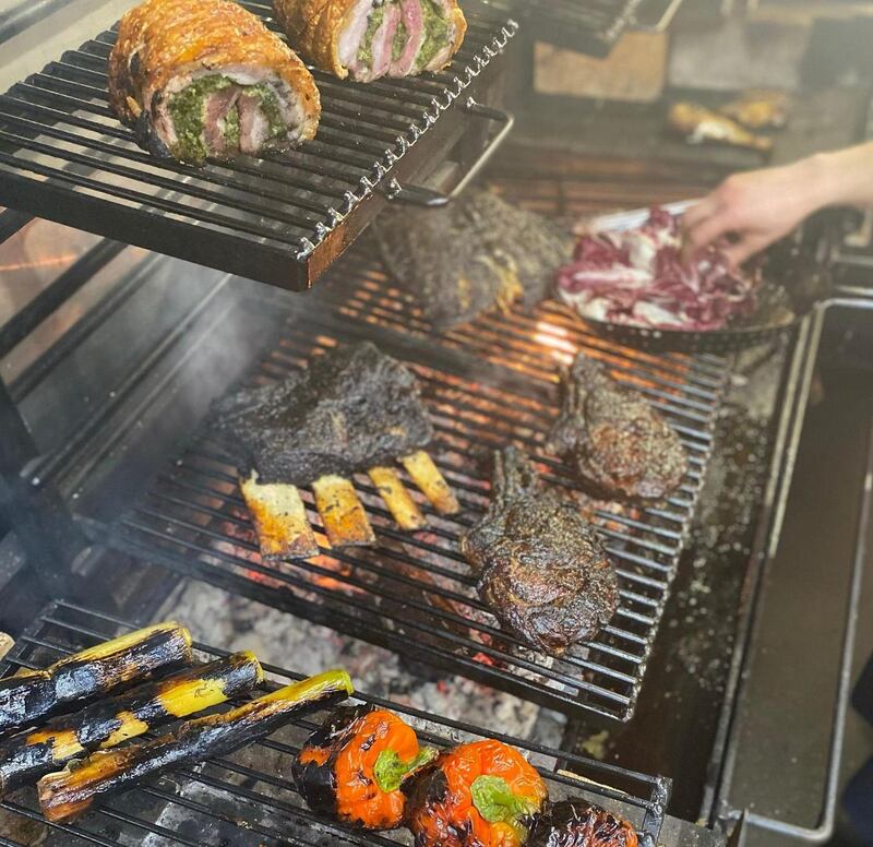 Food on the grill at Mister S