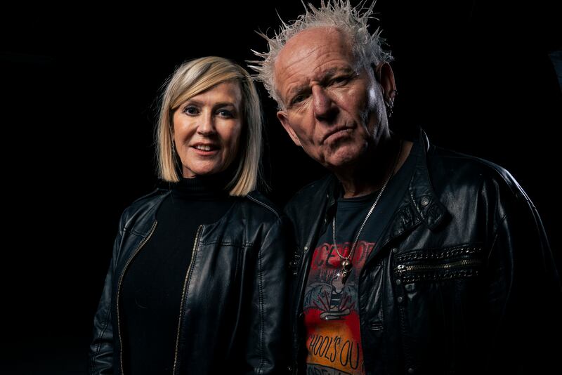 Belfast punks Greg Cowan of The Outcasts and his wife, Yvonne. Photograph: Gus Palmer/Keo Films/BBC
