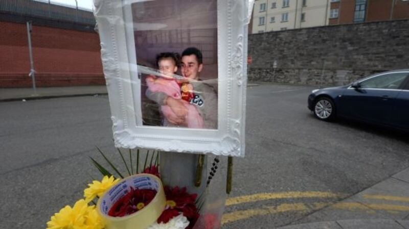 The scene outside Noctor’s pub on Sheriff Street, Dublin, where Martin O’Rourke (above) was shot dead. Photograph: Cyril Byrne/The Irish Times