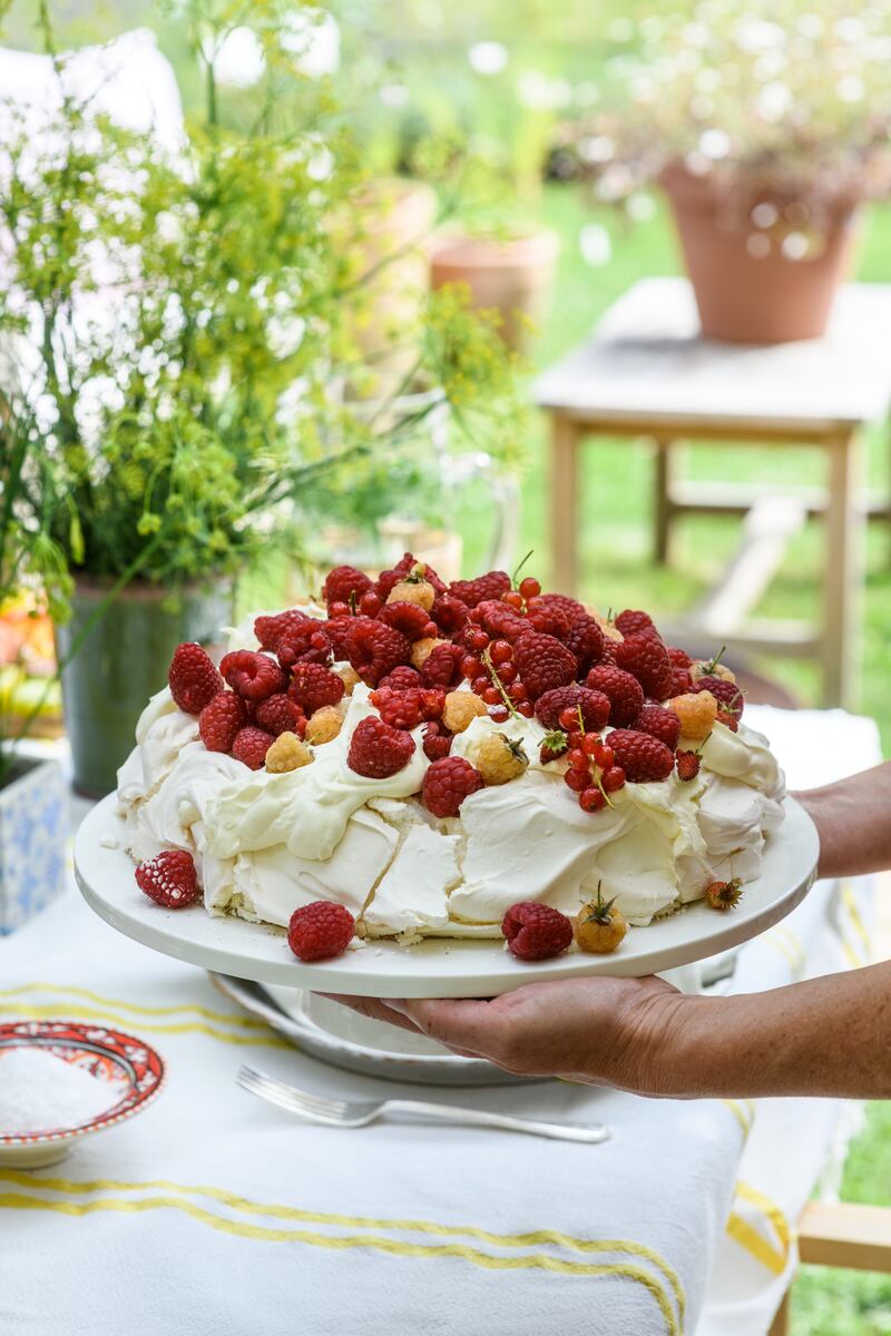Clodagh McKenna’s rosewater pavlova with soft summer berries. Photograph: Jason Ingram