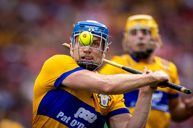 Clare’s Shane O'Donnell keeping his eyes on the sliotar at Croke Park. Photograph: Morgan Treacy/Inpho