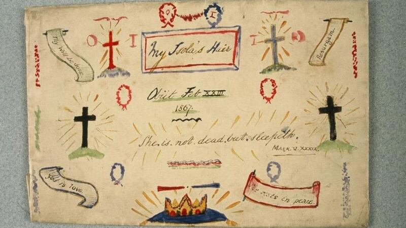 An envelope containing strands of Isola Wilde’s hair, with the inscription My Isola’s Hair. Found among Oscar Wilde’s possessions when he died. Photograph: Merlin Holland Picture Archive