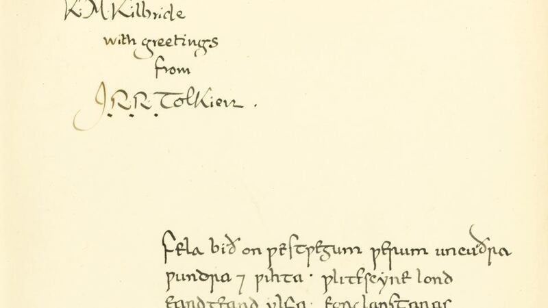 ‘The Hobbit’ first edition is inscribed with a handwritten note from the author in Elvish.