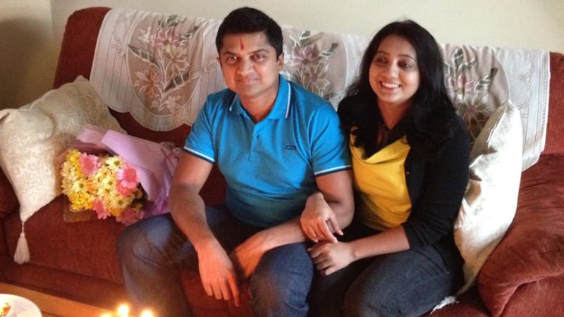 Savita Halappanavar and her husband Praveen photographed at home  in Galway.