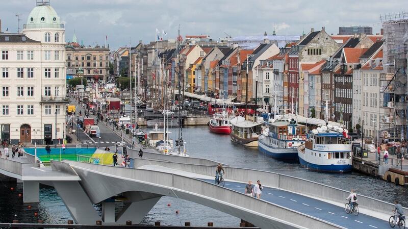 The inner harbour bridge in the Harbour Circle part of the city