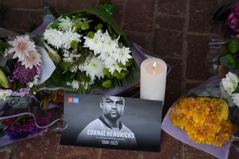 A tribute to Cornal Hendricks during a Bulls training session in Loftus Versfeld Stadium South Africa in May. Photograph: Lefty Shivambu/Gallo Images