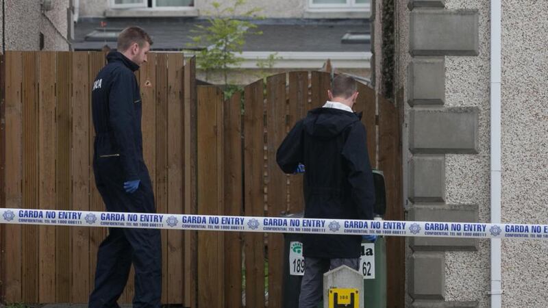 Stamullen shooting: gardaí at Mill Close, where a man was shot on Thursday night. Photograph: Gareth Chaney/Collins