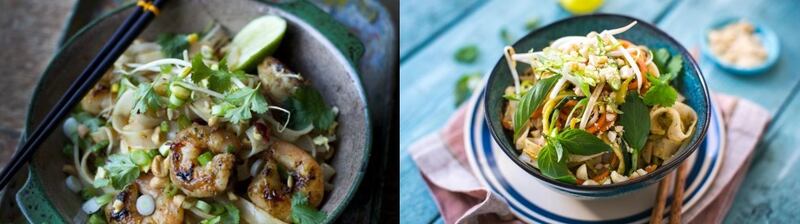 Pad Thai: Donal Skehan’s quick (left) and vegetable versions