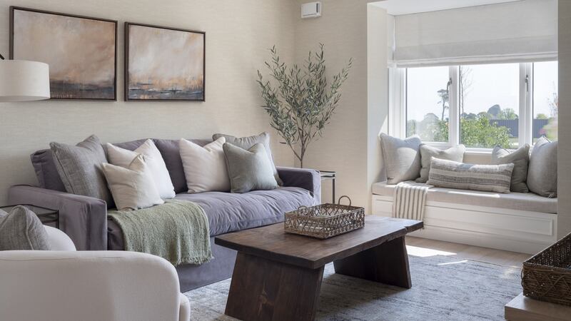 Living room with window seat.