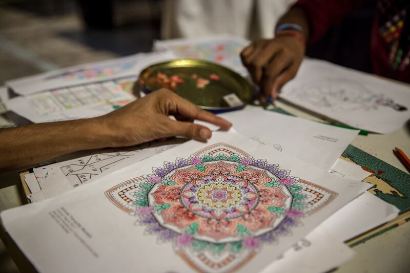 Colouring materials were made available to people rescued on the Geo Barents ship. Photograph: Sally Hayden