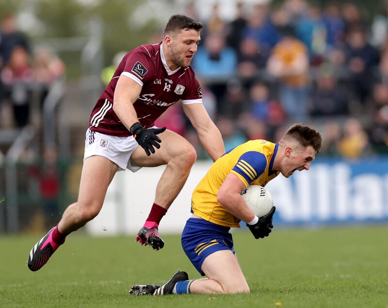 Galway’s Damien Comer with Dylan Ruane of Roscommon - Comer stood up when his team needed him. Photograph: James Crombie/Inpho