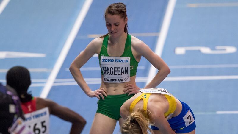 Ciara Mageean after her 1,500m heat in Birmingham. Photograph: Morgan Treacy/Inpho