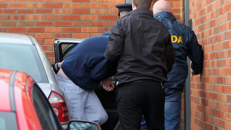 Keith Hall (obscured) during a court appearance in relation to the death of  Melanie McCarthy McNamara. File photograph:  Colin Keegan/Collins