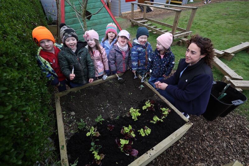 Michelle Lavelle at the Curious by Nature outdoor preschool at Winetavern, Stratford on Slaney, Baltinglass, Co Wicklow. Photograph: Nick Bradshaw 