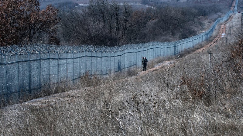 Bulgarian border police patrolling at the Bulgaria-Turkey border near the town of Lesovo. Photograph: Getty Images