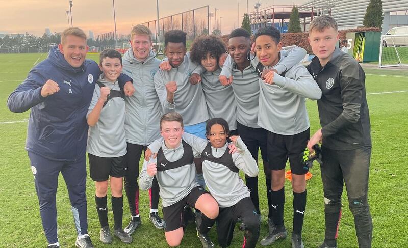 Jamie Carr with the Manchester City Under-14s (Belgium international Kevin de Bruyne is third from the left)
