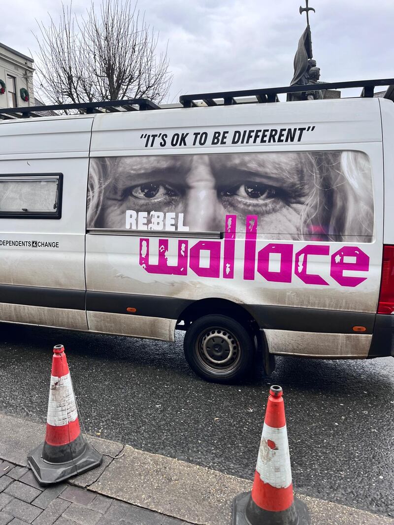 Mick Wallace's campaign van in Enniscorthy, Co Wexford. Photograph: Marie O'Halloran