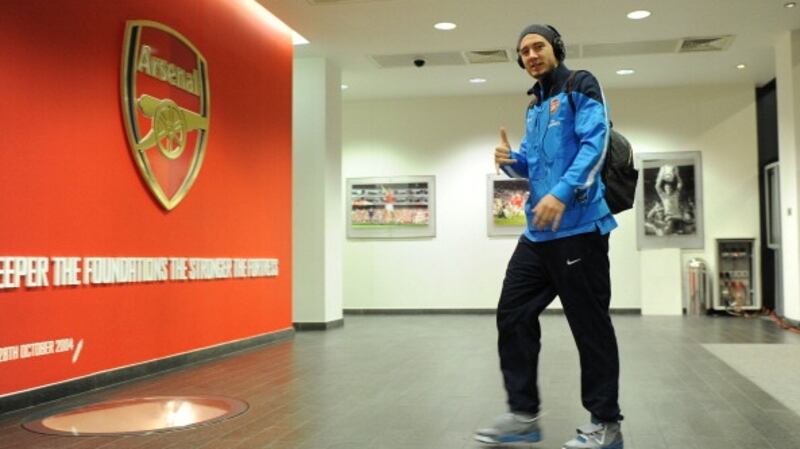 Nicklas Bendtner didn’t make it easy for the Arsenal staff to pick a shirt number for him. File photograph: Getty Images