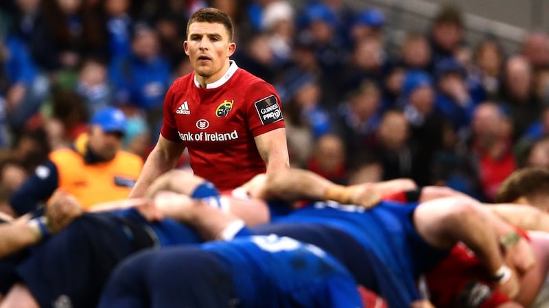 Munster’s Andrew Conway facing his old club Leinster at the Aviva Stadium last year. Photograph: James Crombie/Inpho