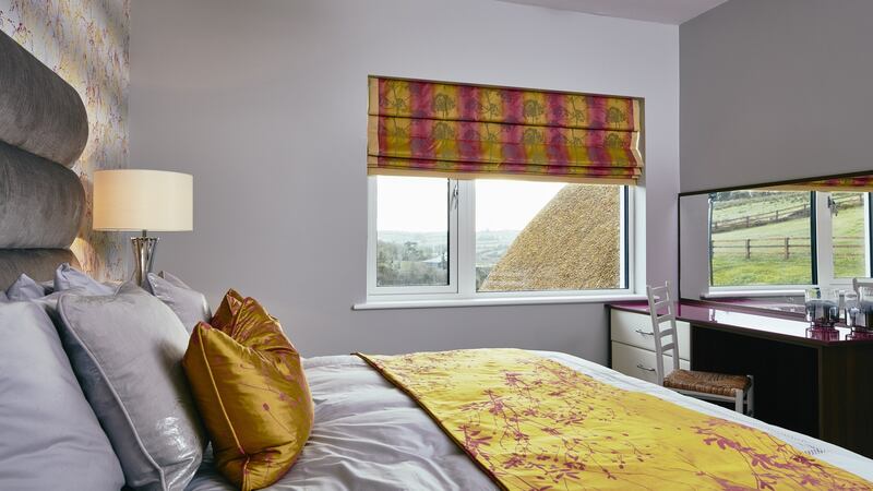 Yellow and grey bedroom