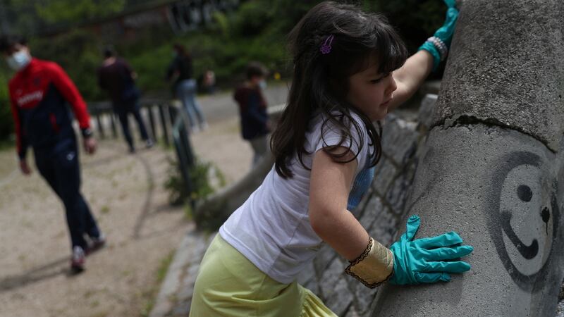 Madrid: Outside at long last after restrictions were eased for children. Photograph: Reuters
