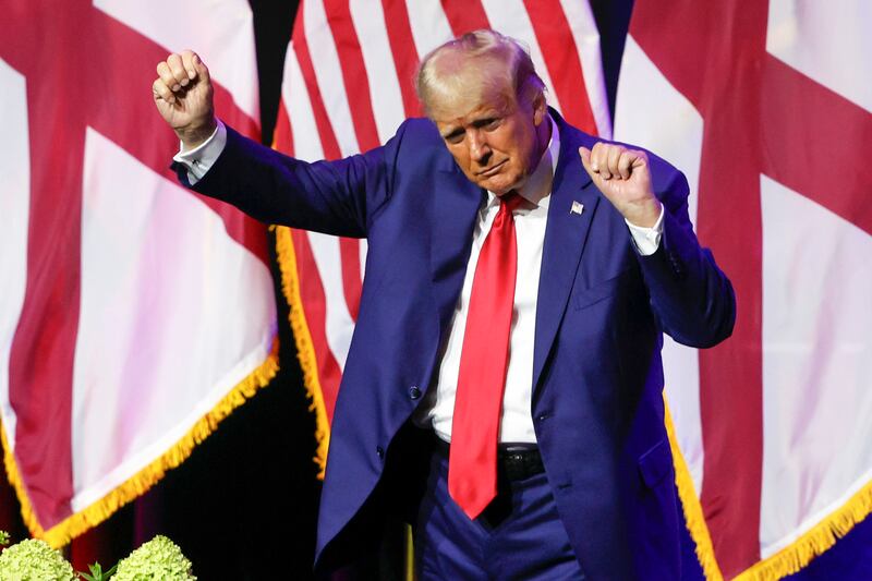 Donald Trump was characteristically unapologetic as he took the stage on Friday night, flashing a thumbs-up at the crowd, raising his fist and taking in a standing ovation of nearly three minutes. Photograph: Butch Dill/AP