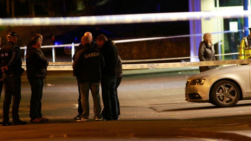 Gardaí at the scene of the shooting near Citywest in Dublin. Photograph: Nick Bradshaw