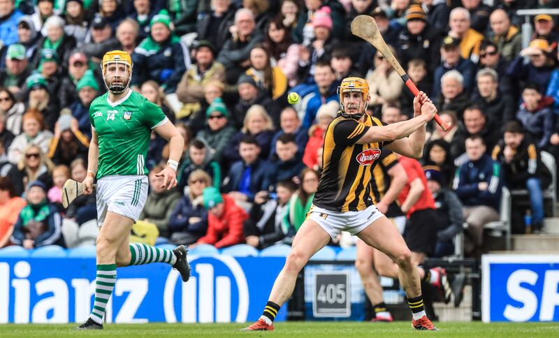Richie Reid of Kilkenny hits a puck during last April's Allianz Hurling League Division 1 Final against Limerick at Pairc Ui Chaoimh in Cork. Photograph: Evan Treacy/INPHO