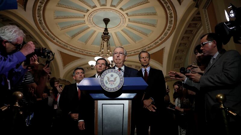 “We could do with a little less drama from the White House”: Mitch McConnell, the US Senate majority leader. Photograph: Aaron P Bernstein/Reuters