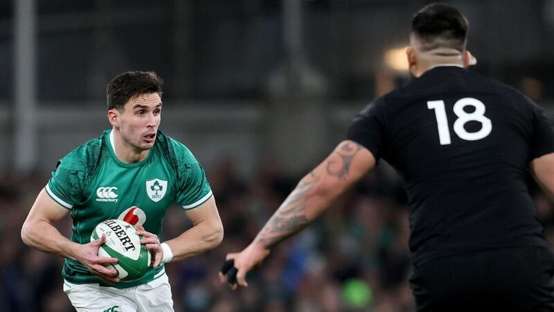 Ireland’s Joey Carbery in action at the Aviva against the All Blacks. File photograph: Inpho