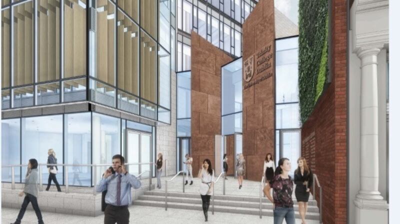 Artist’s impression of the entrance to Trinity’s new business school on Pearse Street. Photograph: TCD