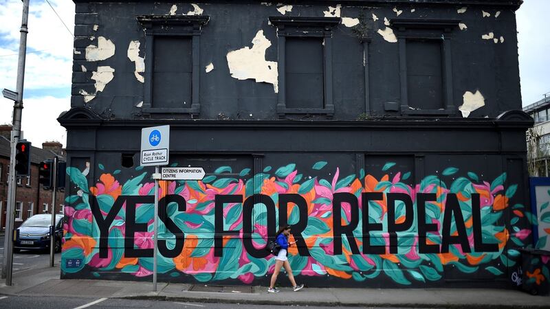 A pro-choice mural on the side of a building  in Dun Laoghaire. Photograph: Clodagh Kilcoyne/Reuters