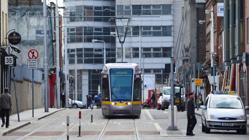 A Luas tram on Benburb Street in north inner city Dublin. Photograph: Bryan O’Brien/The Irish Times