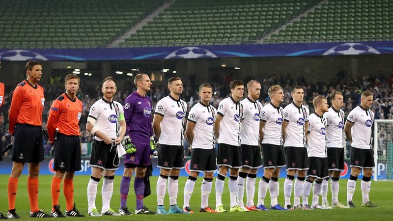 Dundalk players ahead of their Champions League clash with Legia Warsaw in Dublin in 2016. Photograph: Ryan Byrne/Inpho