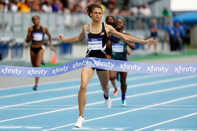 Sydney McLaughlin-Levrone of the United States after winning the Xfinity Women's 400m during the 2023 USATF NYC Grand Prix at Icahn Stadium last June in New York City. File photograph: Sarah Stier/Getty Images