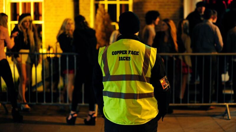 On the floor: dancing and queuing at Copper Face Jacks night club on Harcourt Street, in Dublin, this week. Photograph: Aidan Crawley 31/01/2014....FeaturesA member of Copper Face Jacks security staff picutred the night club in Harcourt Street, Dublin.Photograph: Aidan Crawley