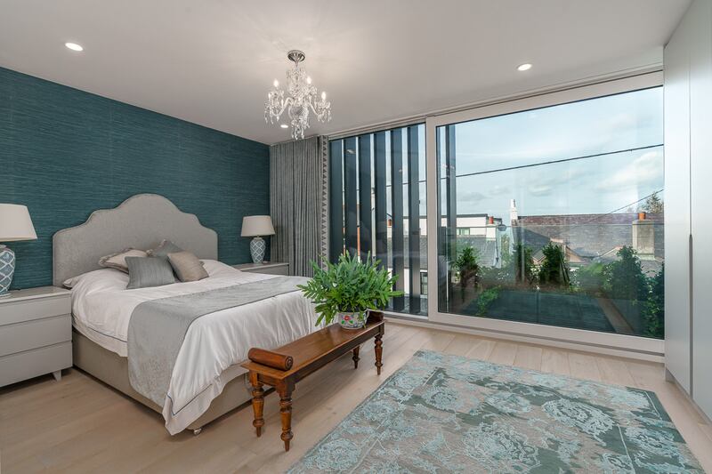 The main bedroom has lovely sea views.