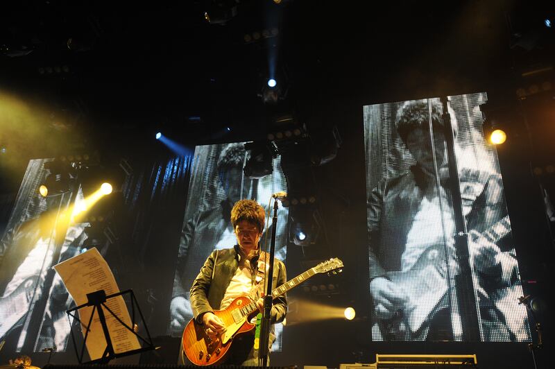 Noel Gallagher performs with Oasis in New York in 2008. Photograph: Jennifer S Altman/The New York Times
                      