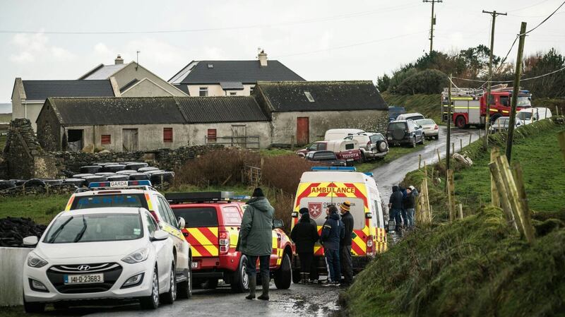 The search team on the scene in Louisburgh, Co Mayo. Photograph: Keith Heneghan