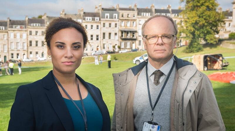 Tala Gouveia and Jason Watkins in McDonald & Dodds