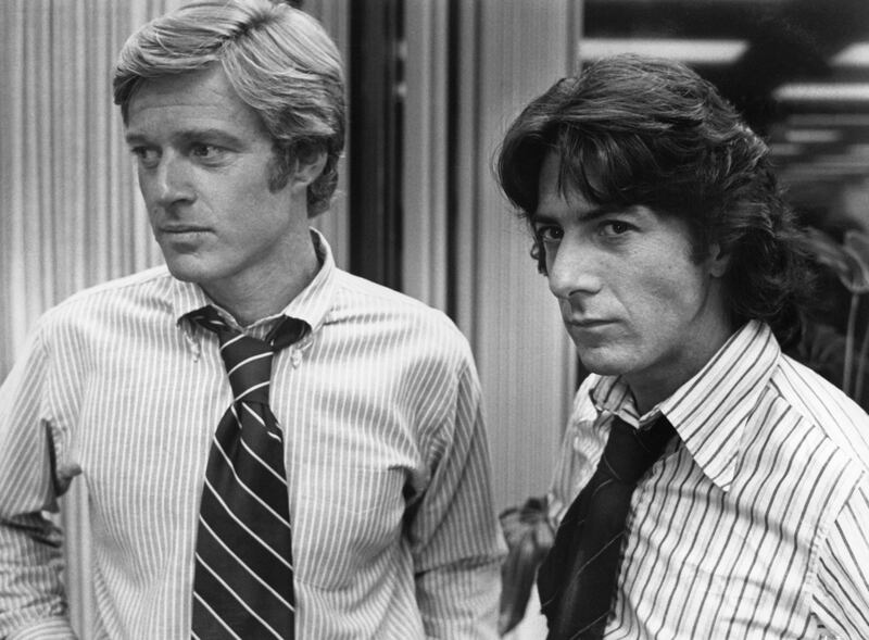 Robert Redford and Dustin Hoffman as Washington Post reporters Bob Woodward and Carl Bernstein from the 1976 Watergate drama 'All the President's Men'. Photograph:  Screen Archives/Getty 