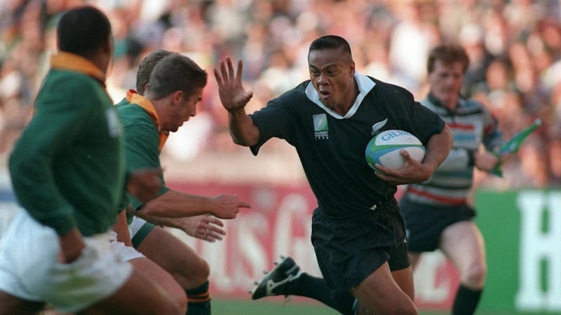New Zealand’s Jonah Lomu in action against South Africa during the 1995 Rugby World Cup Final. Photograph: Billy Stickland/Inpho
